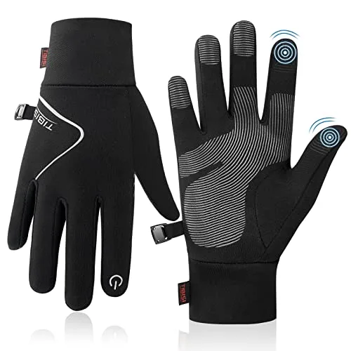 Winterhandschuhe Kinder Winter, Thermo Fleece Handschuhe Touchscreen, Elastisch Fahrrad Fussball Fahrradhandschuhe Für Klein Jungen Mädchen, Anti-Rutsch Winddicht Skihandschuhe Schwarz 8-10 Jahre