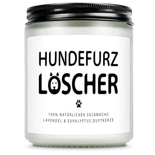 Giftasy Geschenke für Hundebesitzer Frauen - Duftkerze mit Spruch, Lustige Geschenk für Hunde Liebhaber Frau zum Geburtstag, Hundefurz Löscher