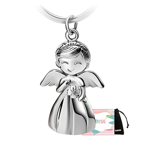 Schutzengel Schlüsselanhänger Glücksbringer Anhänger mit dem Kleeblatt für Prüfungen oder Auto , sich als Geschenk für Frauen , Freundin , Kollegen eignen ( Engel