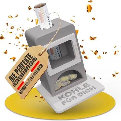Kohle Ofen mit Öffnung für gerollte Geldscheine - Lustige Geschenke für Männer und Frauen, Frauen und Geschenke für Männer - Kohle für Dich - ScheinBox