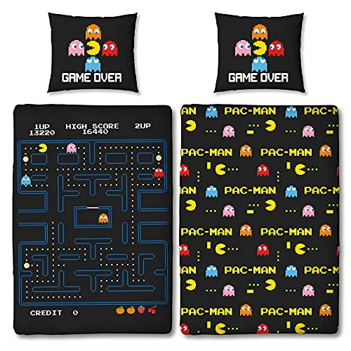 PAC-MAN, Pacman, Bettwäsche, 200 x 135cm, 80 x 80cm, 100% Baumwolle
