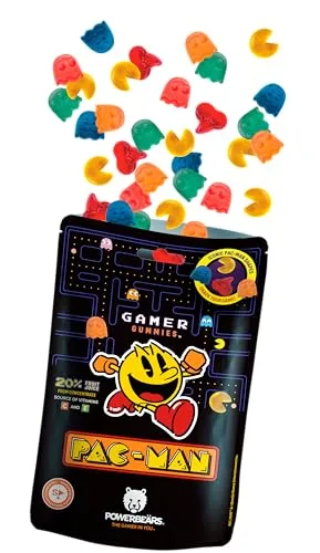 Powerbeärs Gamer Gummies | 2er-Set PAC-MAN Fruchtgummi | 2x125g | Gummibärchen mit 20% Fruchtsaft und Vitaminen in Pac-Man-Formen | Retro Snack für Gaming-Fans | Gamer Geschenk mit Nostalgie-Charakter
