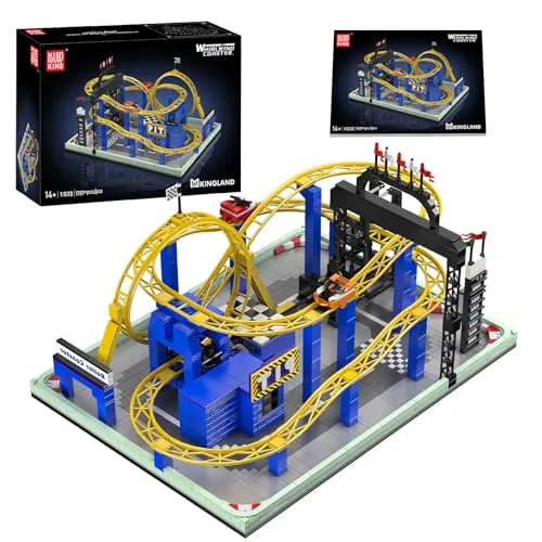 Mould King 11020 Technik Achterbahn Baustein, 1707 Teile Kreative Roller Coasters Set, MOC Vergnügungspark Looping-Achterbahn Modellbausteine Klemmbausteine Bauset
