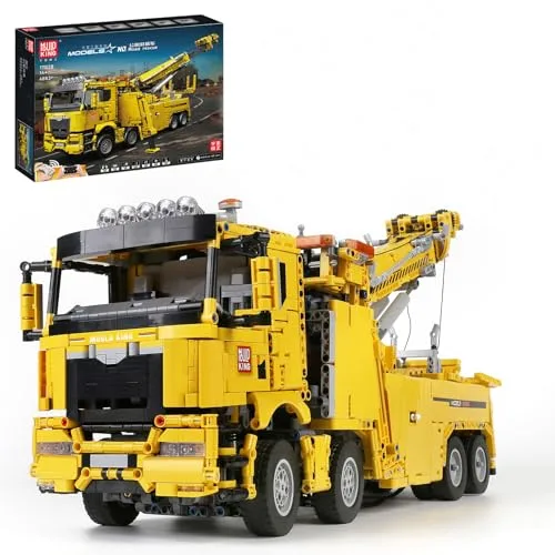 Mould King 17028 Technik Schwerlast-Abschleppwagen, APP Fernbedienung High-Tech Kranwagen Modell mit 7 Motoren Spielzeug Set (4883PCS)