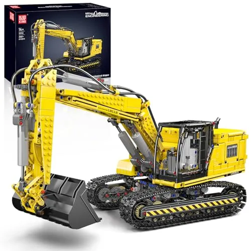 Mould King Technik Bagger, APP Ferngesteuert Motorisierter Raupenbagger Modell, High-Tech Motorisierter LKW-Modell Klemmbausteine Bauset für Jungen und Mädchen ab 14 Jahren