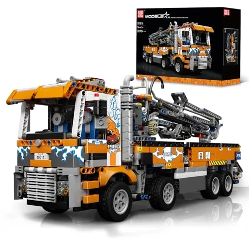 Mould King 19014 Technik Abschleppwagen Bausteine Modell, 2098 Teile Pneumatischer Betonpumpenwagen Modellbauklötze Kit als Spielzeug/Geschenk/Sammlerstücke
