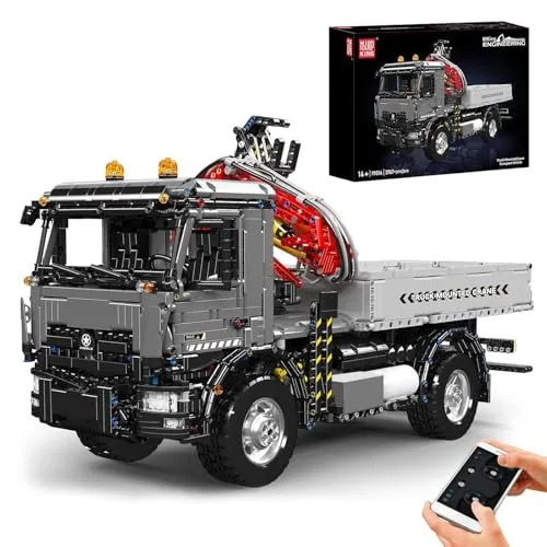 Mould King 19016 Technik Fernbedienbarer mobiler Kran-LKW Bausatz mit elektrischem Ausleger und 11 Motoren – MOC Modell eines Baufahrzeugs.Technologie Transporter Klemmbausteine Bausatz (3767+Teile)