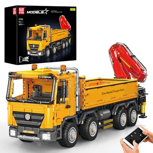 Mould King 17050 MOC Technik Autokran Modell, 4012 Teile Technologie ferngesteuert Pneumatischer Kranwagen Bausteine Mit 9 Motoren ausgestattet Motorisierter Kranwagen Klemmbausteine Bausatz