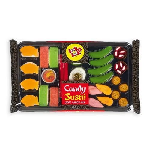 Look-O-Look Candy Sushi 300g – Fruchtgummis aus Schaumzucker & Süßwaren in Maki- und Nigiri-Optik – Originelles Geschenk für Partys, Geburtstage, Naschkatzen und asiatische Themenabende
