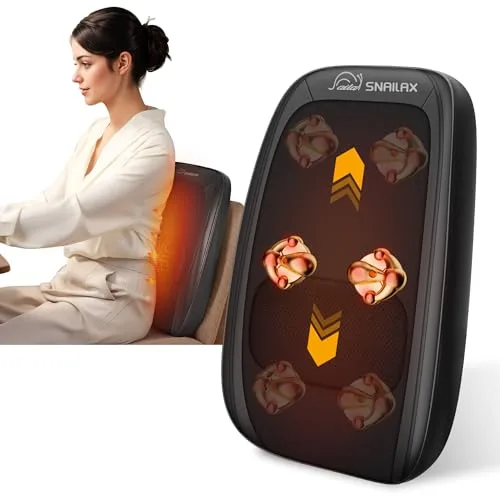 Snailax Shiatsu Rückenmassagegerät mit Wärme, Massagekissen für Tiefenknetmassage Entspannung, tragbares Massagegerät für Rücken und Nacken, Geschenke