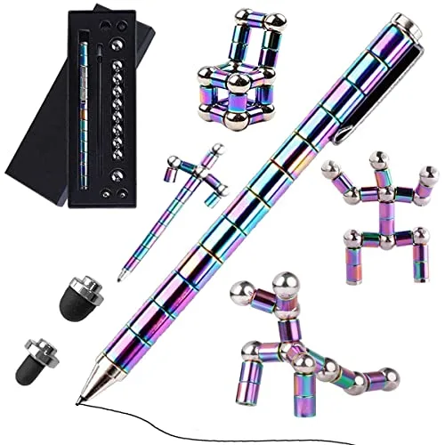 Magnetic Fidget Pen - Jet Strato Pen, Magnetischer Stift, Crushmetric Stifte Fidgi, Geschenk für Freunde (Regenbogen)