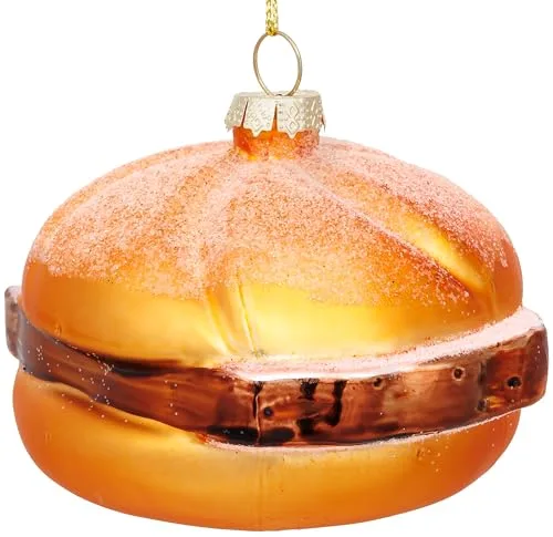 SIKORA Leberkäs Brötchen besondere Weihnachtskugel Glas Christbaumschmuck Deko Figur Weihnachten Anhänger Ornament - Trend Line - BS013