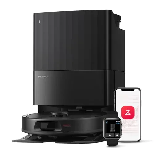 roborock Qrevo Serie Saugroboter mit Wischfunktion&Hebarem Wischmopp, 8000Pa Saugkraft(verbessert von Qrevo S), Anti-Verfilzungs-Seitenbürste, Hindernisvermeidung, All-in-One Dock, Schwarz(QV 35A)