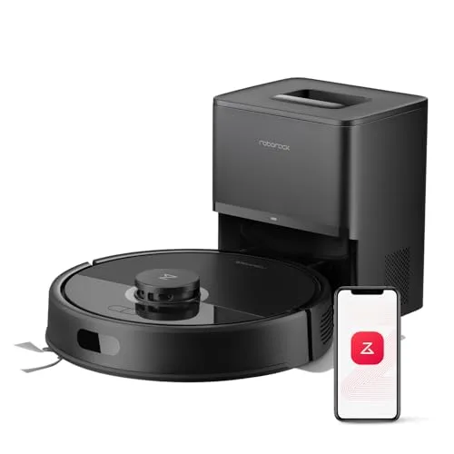roborock Q7 L5+ Saugroboter mit Wischfunktion, Automatischer Staubentleerung, Dual Anti-Tangle System, 8.000 Pa Saugkraft, LiDAR-Navigation,Wischroboter für Teppich, Tierhaare, APP Steuerung(Schwarz)