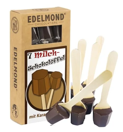 Bio Schokolade am Stiel. 7 Löffel mit Karamell. Fair Trade Kakao in einer Edel-Milchschokolade