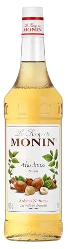 Monin Sirup Haselnuss (1 x 1,0l) - Aromatische Vielfalt für Kaffee - Cocktails und Desserts - Nussiger Geschmack