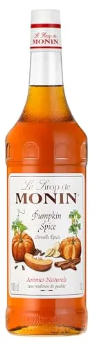 Monin Sirup Pumpkin Spice (1 x 1,0l) - Aromatischer Kürbisgewürz Sirup für Pumpkin Spice Latte - Kaffee und Cocktails - Herbst Getränke - ohne künstliche Zusätze