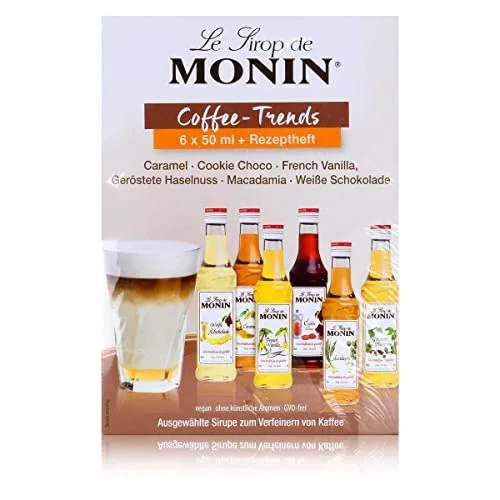 Monin Mini Coffee Set - 6x50 ml - Aromatisiertes Sirupset für Kaffee - Milch und Desserts - Vegan und Glutenfrei