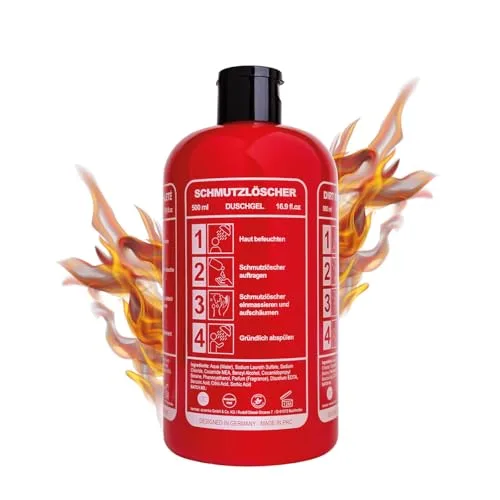 Accentra Duschgel SCHMUTZLÖSCHER in Flasche in Feuerlöscher-Optik, 500ml, Duft: Musk - nachfüllbar, Rot