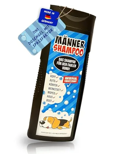 Männershampoo 7in1 Duschgel für den faulen Hund Lustiges Spassgeschenk für Freund, Scherzartikel Männerduschgel Geschenkidee Geburtstagsgeschenk / 1x 300ml Duschgel