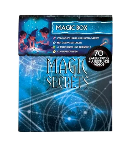 LUGY Magic Secrets - Zauberkasten - 70 Zaubertricks - Für Kinder ab 10/14+ Jahren - Kinderzauberset für Anfänger/Fortgeschrittene - Exklusive Zaubergegenstände und Videoanleitungen auf Deutsch