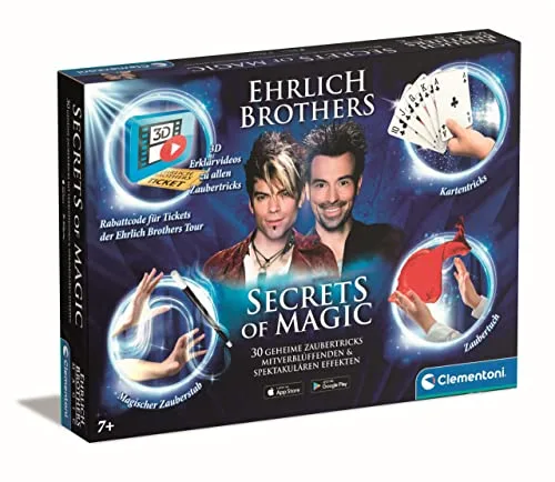 Clementoni Ehrlich Brothers Secrets of Magic - Zauberkasten für Kinder ab 7 Jahren - Magisches Equipment für 30 verblüffende Zaubertricks inkl. 3D Erklärvideos 59312