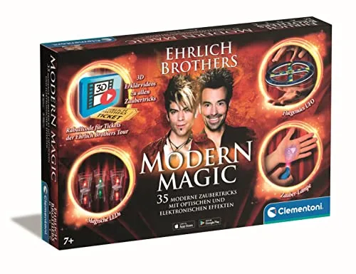 Clementoni Ehrlich Brothers Modern Magic - Zauberkasten für Kinder ab 7 Jahren - Magisches Equipment für 35 Moderne Zaubertricks inkl. 3D Erklärvideos 59313