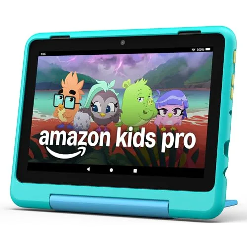 Amazon Fire HD 8 Kids Pro-Tablet (Neueste Generation), für Kinder von 6-12 J. | 3 GB RAM, 8-Zoll-HD-Bildschirm, werbefreie Inhalte, Kindersicherung, 13 Std. Akkulaufzeit, 32 GB, blaugrün (2024)