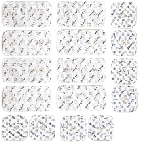 axion 16 Set TENS & EMS-Elektroden 10x5 & 5x5 cm - kompatibel mit Compex Muskelstimulationsgeräten | Elektroden-Pads zur Muskelstimulation | Mit 3,75 mm Snap Druckknopf | Zertifiziertes Medizinprodukt