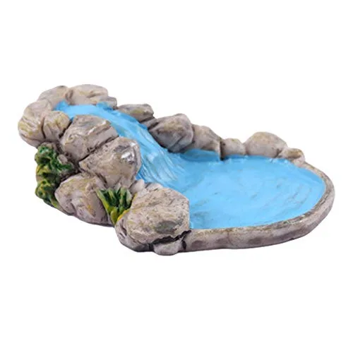 3D Kreative Natürliche Mikro-Landschaft Ornament Figuren Miniatur Figur Ornament Natürliche Holzstapel Rasen Berg Wasser Pool Deko Accessoires für DIY, Garten, Puppenhausdekoration