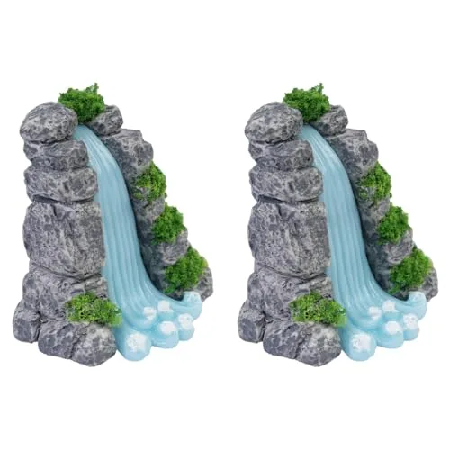 Namvo 2er-Pack Landschafts-Wasserfall-Dekoration, Mini-Bonsai-Statue, Mini-Zen-Garten-Dekoration, Glasbehälter, Bonsai-Zubehör