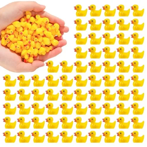 Halinuia 100 Stück Mini Harz Enten, Mini Enten Mini Resin Duck Kleine Figuren Mini Enten Figuren Kleine Enten Miniatur Figuren Niedliche Ente Dekoration für DIY Aquarium Garten Landschaft Puppenhäuser