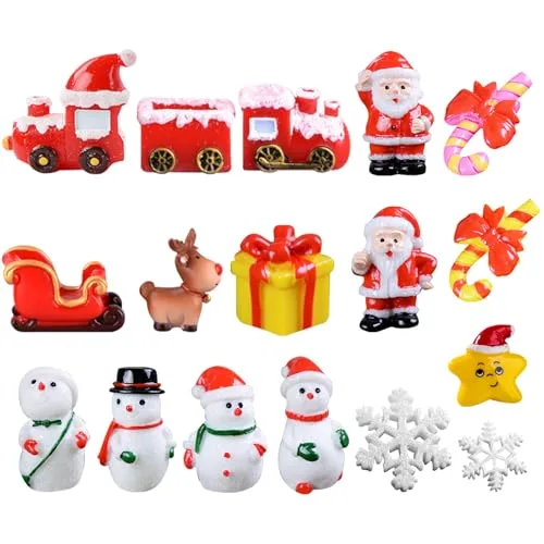 ZXTGBQ 17 PCS Weihnachten Miniatur Ornamente, Miniatur Weihnachtsbaum, Figuren Mini Weihnachtendeko, Tischdeko Weihnachten, Garten Micro Landschaft Weihnachten Deko, Weihnachtsschmuck Zum Bastel