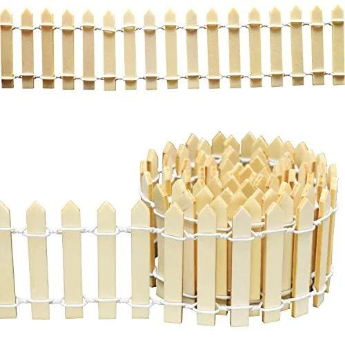 Miniatur-Gartenzaun HolzzaunFlexibler Miniatur-Zaun, Miniatur Zaun Gartenzaun Holz, verwendet für Miniaturlandschaft Puppenhaus Blumentopf Fee Gartendekoration Die Farbe des Holzes 100cm*5cm