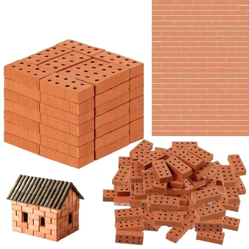 SNONESIY 60 Stück Rote Mini Ziegelsteine für DIY Bauen, Puppenhaus, Garten Ornament, Spielzeug Deko (10 Jahre - 14 Jahre)