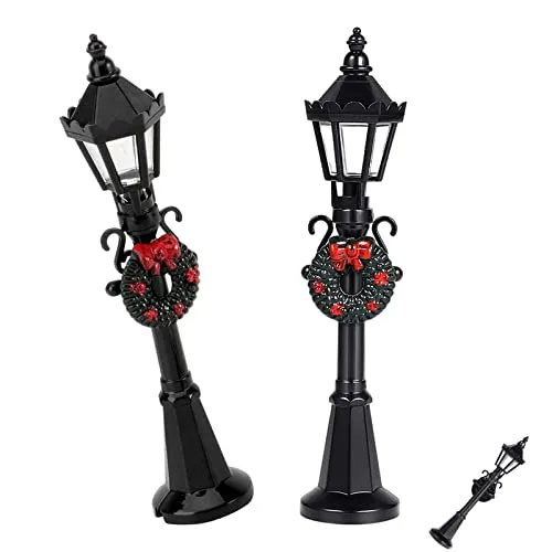 2Pcs Miniatur Straßenlaterne Mini Eisenbahn Zug Post Licht Landschaft Ornament Straßenlaterne Modelle für Modellbau Feengarten Zubehör Puppenhaus Dekoration