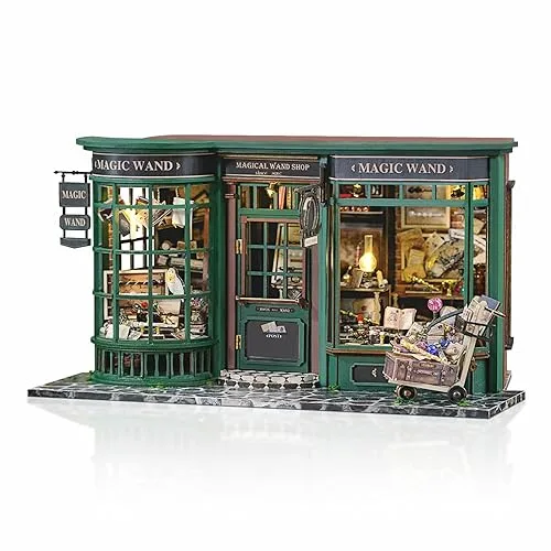 Cuteefun DIY Miniatur Puppenhaus Bausatz, DIY Miniatur Haus Kit,Puppenhaus Miniatur mit Möbeln für Erwachsene Como Regalo de Navidad de Cumpleaños (Zauberstab Shop)