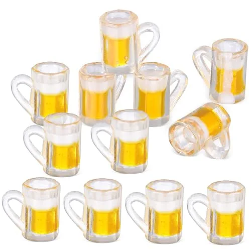 OFFSCH 20 Stück Teiliges Miniatur Bierkrug Puppenhaus Dekoration Realistische Mini Beer Mugs für Mikro Landschaft Mini Haus Zubehör Langlebig und Detailreich