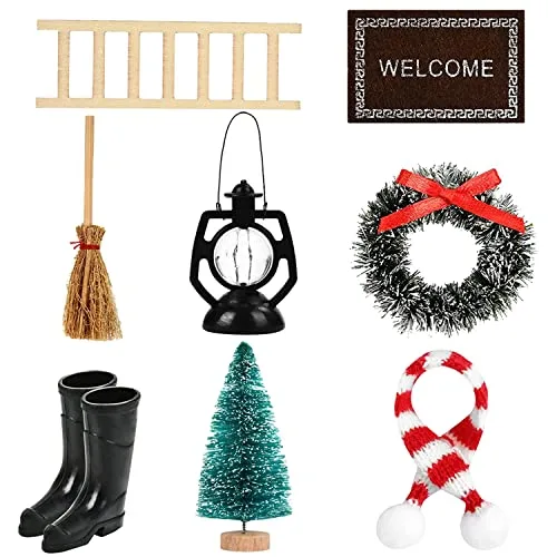 Weihnachtsset Miniatur, Miniature GNOME Set, Wichteltür Weihnachten, Miniatur Wichtel Set, GNOME Tür Weihnachtsset, DIY Weihnachtspuppenhaus Set, Miniatur Wichtel Tür