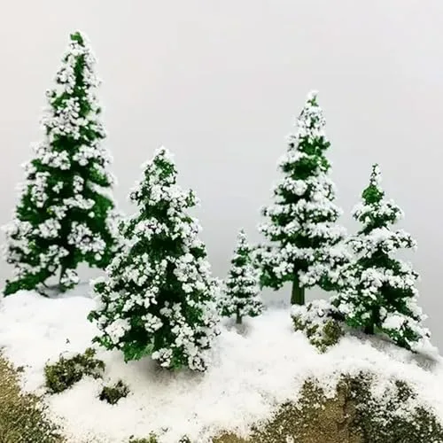 Warmtree 22 Stück gemischte Modellbäume, Mini-Schneekiefer Modellbäume, 5,1 - 15,2 cm, für Diorama-Zubehör, Weihnachtszubehör, Miniatur-Weihnachtsbäume, Mikrozug, Landschaft, Eisenbahn, Sandtisch
