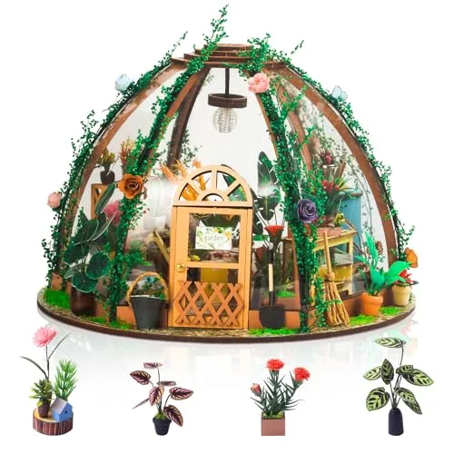 Foyucool Miniatur Haus, DIY Puppenhaus Modellbausatz, Holzpuzzle für Erwachsene & Jugendliche, Ideales Geburtstags, Blumenhaus