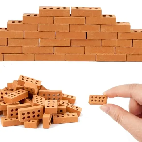 50 Stück Mini Ziegelsteine, Mini Ziegel Rote, Miniatur Ziegelsteine Backsteine, Modellbau Steine,Mini Modellziegel Brick für DIY Puppenhaus Fairy Garten Dekoration, Wichtelbaustelle, 2 x 1 x 0,5 cm