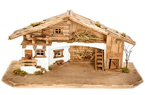 Holz und Gartentrends Große Weihnachtskrippe (W11)-Krippe Krippenstall Weihnachten-Weihnachtskrippen