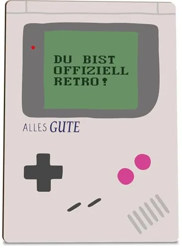 Gaming Geburtstag Retro Games Holzkarte - Geburtstagskarte mit Umschlag - Retro Gaming, Retro Geschenke, Retro Geschenke für Männer, Retro Geschenke 90er, Retro Geschenke 80er, Zocker Geschenk