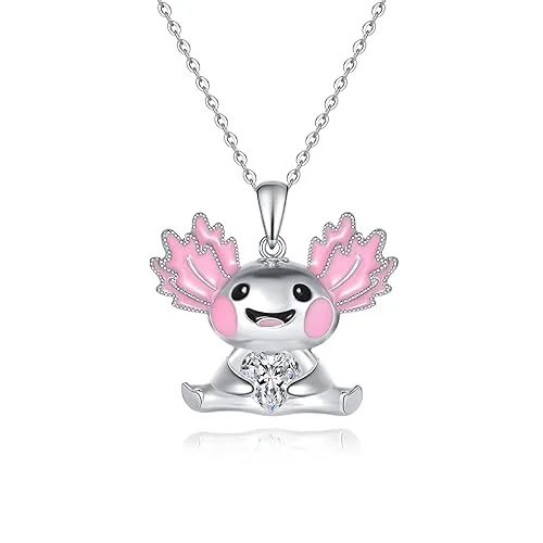 Fryneauy Axolotl Kette 925 Sterling Silber Axolotl Schmuck Axolotl Anhänger for Women Cute Animal Jewelry Gift for Wife Daughter Necklaces for Women