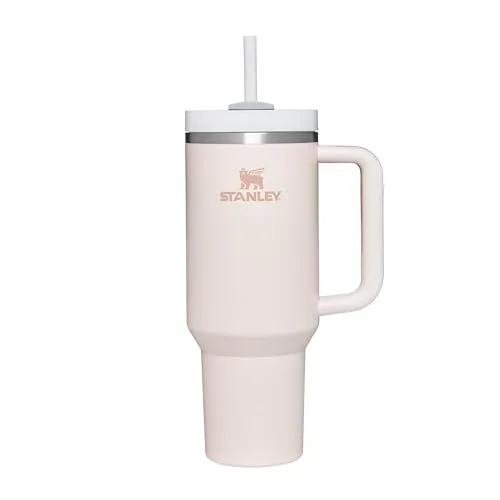 STANLEY Quencher H2.0 Flowstate Trinkflasche Mit Strohhalm 1.2L - Thermobecher Kühlt 11 Stunden - 48 Stunden Eisgekühlt - Spülmaschinenfest - Thermosflasche BPA Frei - Edelstahl Trinkbecher - Rose