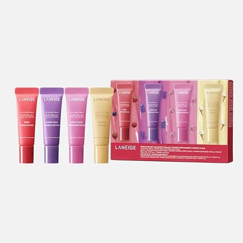 LANEIGE Mini Lip Glowy Balm Set - Feuchtigkeitsspendender und glänzender Lippenbalsam in 4 Geschmacksrichtungen