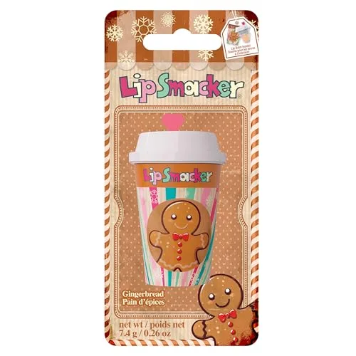 Lip Smacker Holiday Frappe Cup Lip Balm, Weihnachtlicher Lippenbalsam für Kinder, mit Rizinusöl, Feuchtigkeitsspendend und Leicht Aufzutragen, Gingerbread