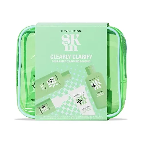 Revolution SKin, Clearly Clarify Starter Kit, Hautpflege-Set für unreine Haut mit Reiniger, Toner, Serum und Feuchtigkeitscreme, Vegan und Tierversuchsfrei, 4 Produkte