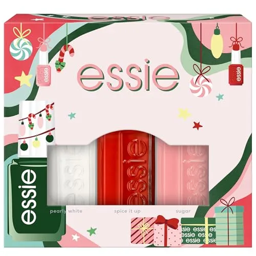 essie Xmas Trio Kit: weihnachtliches Mini Trio Kit, Nr. 15 sugar daddy, 5 ml, Nr. 4 pearly white, 5 ml, Nr. 704 spice it up, 5 ml